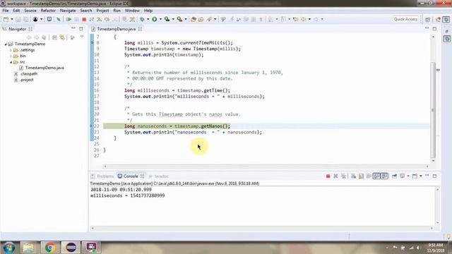 How to use getTime() and getNanos() methods of java.sql.Timestamp Class? | Java Date and Time