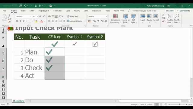 [THAI] วิธีการใส่เครื่องหมายติ๊กถูกใน Excel | Input Check Mark смотреть онлайн