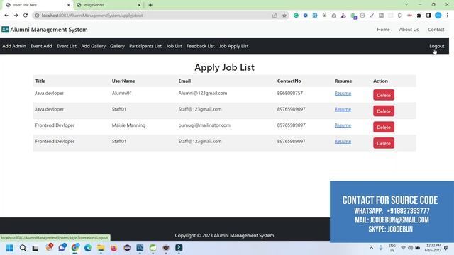 Alumni Management project in java using JSP and Servlet with source code смотреть онлайн