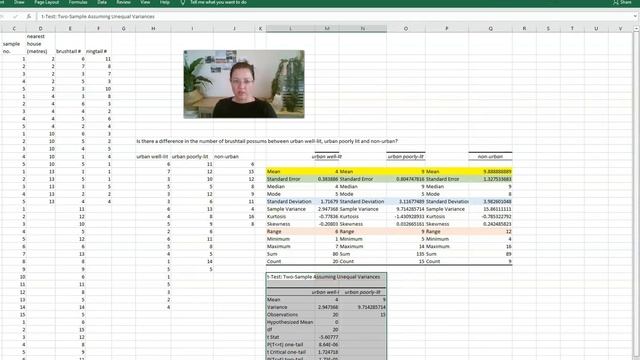 Statistical analsis 1   Using Excel for t tests