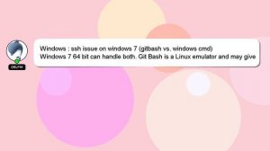 Windows : ssh issue on windows 7 (gitbash vs. windows cmd)