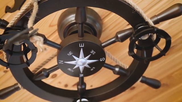 Люстра штурвал деревянная с компасом на 3 лампочки смотреть онлайн
