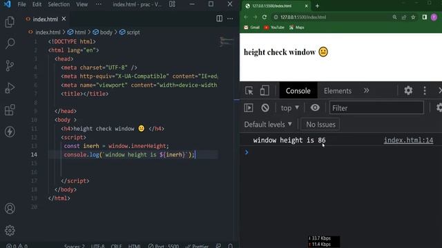 inner height of the browser window height Check In JavaScript || JS Tutorial for Beginners in 2022