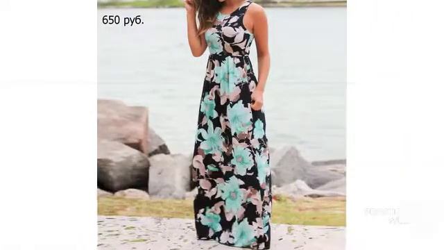 Одежда с AliExpress. Красивое летнее платье в пол без рукавов. смотреть онлайн