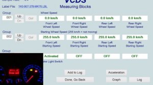 VW Golf 5 ABS wheel speed sensor test VCDS-VAG - Measure blocks 03-ABS