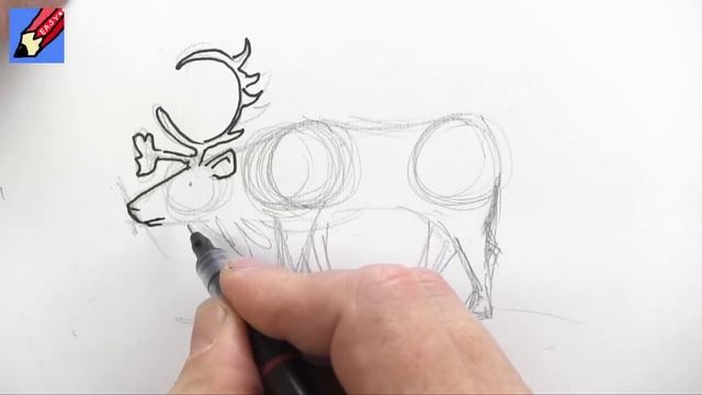 How to draw a Reindeer Real Easy - Step by Step - Spoken Instructions смотреть онлайн