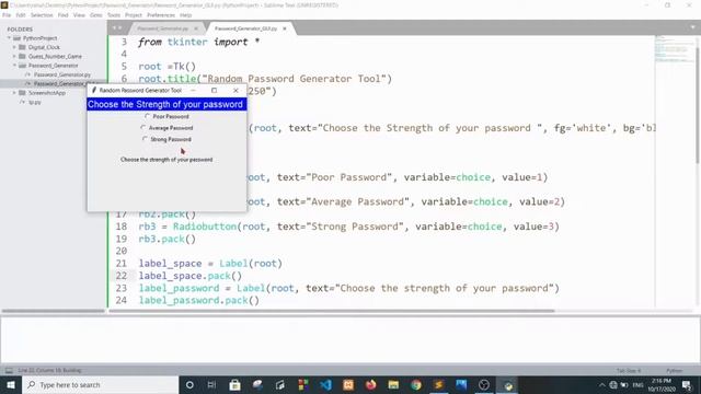 Python Projects - Random Password Generator gui app |Password Generator in Python gui app in Tkinte