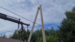 монтаж подкоса к опоре ( монтаж анкера)