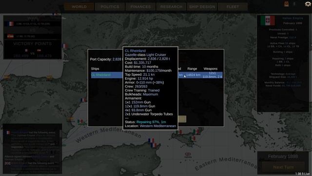 Ultimate Admiral: Dreadnoughts. Кампания за Италию! №8 "Победа и Германо-Французский союз"