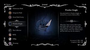 Hollow Knight - Incomplete Hunter's Journal (110 out of 145 entries)