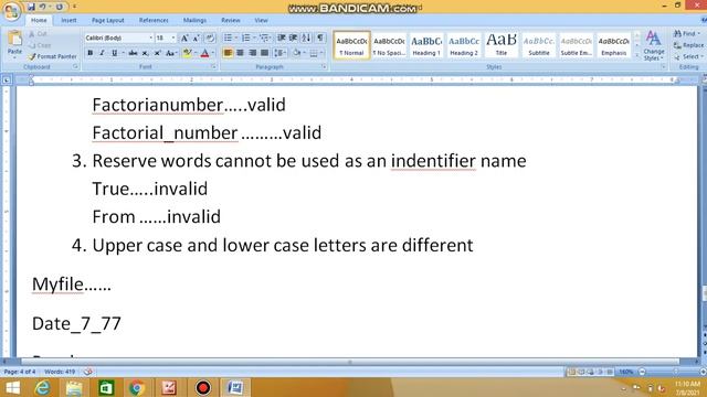 Class 11 Python fundamentals tokens identifiers