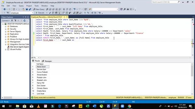Concatenation using CONCAT function & Arithmetic Operator in SQL