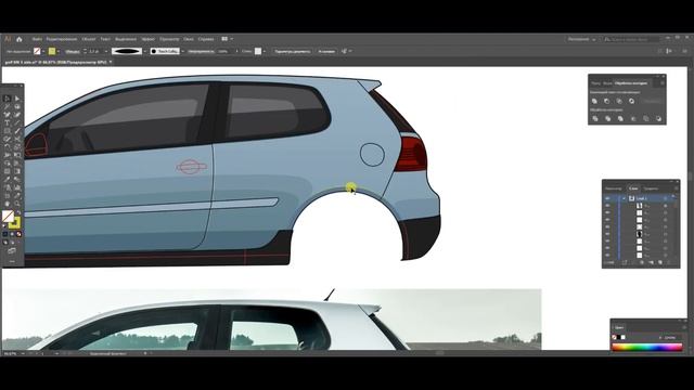 Volkswagen Golf MK 5 | MK V |How to Illustrate a Car | Vector car tutorial смотреть онлайн