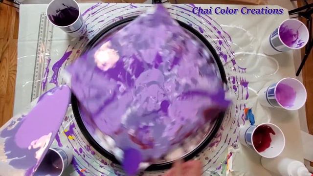 Lavender Swirl Acrylic Pour With Bright Purple. Amazing Turn Table Lazy Susan Spiral Spin Technique смотреть онлайн
