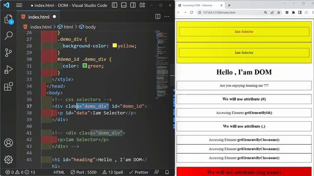 Get Elements by Query Selector || querySelector - 20|| JavaScript Tutorial for Beginners  - 90