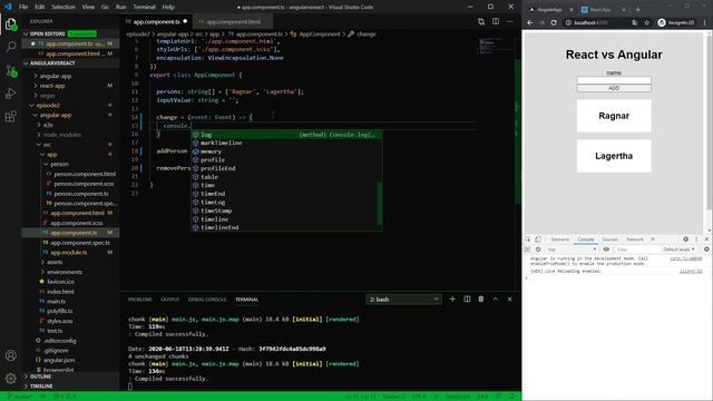 ANGULAR VS REACT - EVENT HANDLING