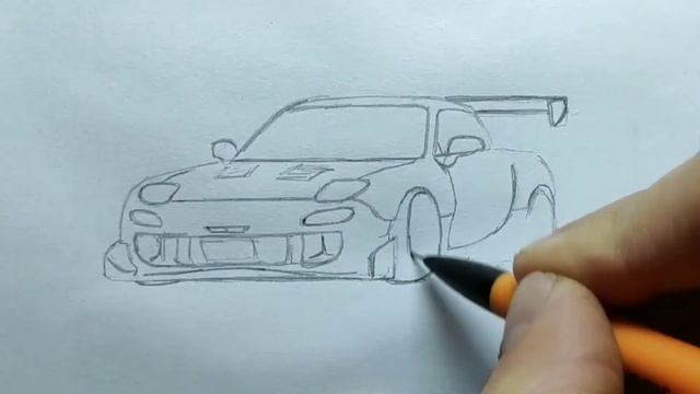 How to draw a MAZDA RX-7 1992  drawing 3d car mazda rx7  coloring mazda rx 7 stance 1995