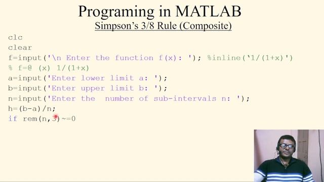 MATLAB programming for Simpson’s 3/8 Rule(composite)||Numerical Integration ||Practical | Lecture 2