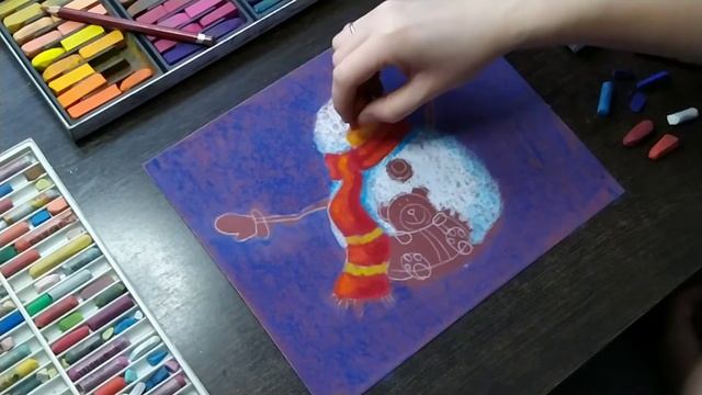 "Рисуем снеговика пастелью" смотреть онлайн