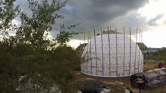 Строительство 10-ти метрового купольного дома г. Кубинка 2015. Купольный дом