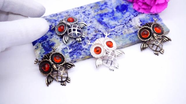 Брошь - кулон Филин ажурный янтарь посеребрение бронза подвеска птица птичка сова бижутерия 126 смотреть онлайн