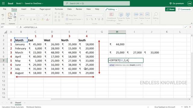 Offset Function in Excel in Tamil