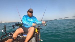 Kayak Fishing in Dubai - Queenfish smashing the jig on the drop