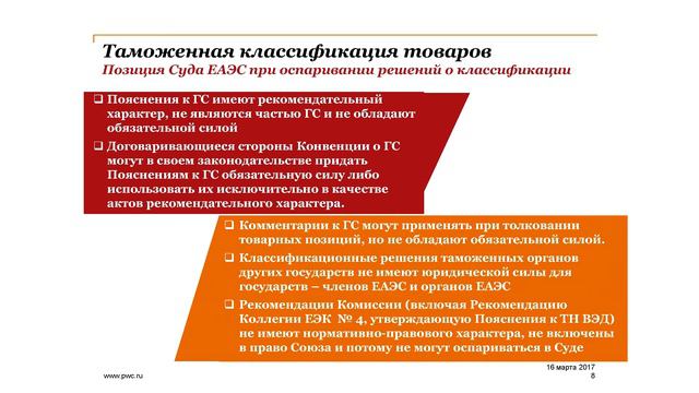 Таможенная классификация товаров в таможенном законодательстве ЕАЭС