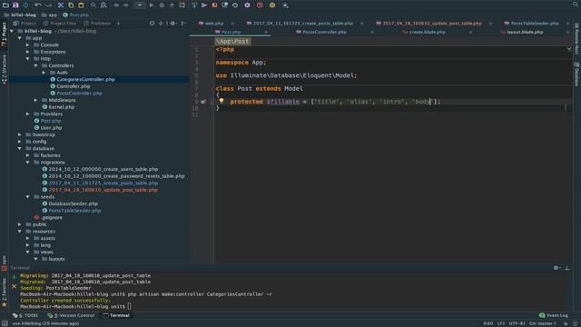 Создание блога на Laravel 5.4 Часть 2 смотреть онлайн
