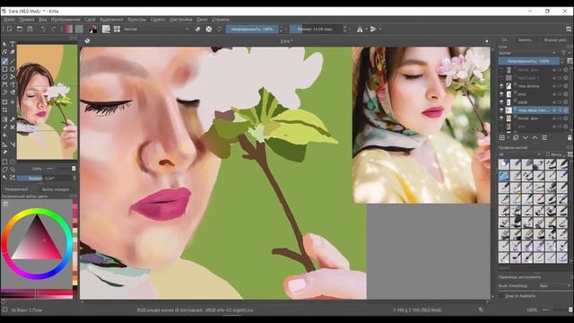 Портрет девушки в Krita. Таймлапс смотреть онлайн