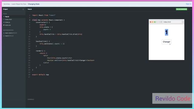 Changing State | React JS Course for Beginners | React JS Tutorial | #revildo_code смотреть онлайн