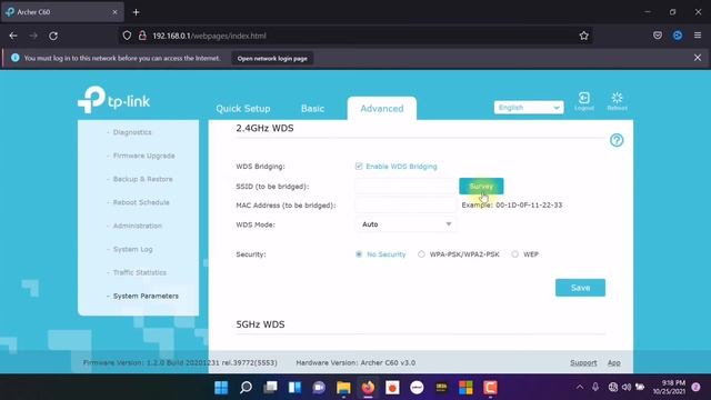 How To Configure WDS Mode On Tp Link Archer C60(US) | Wireless Distribution System (WDS)