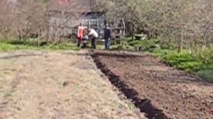 Вспашка земли чудо-плугом и лебёдкой.Plowing
