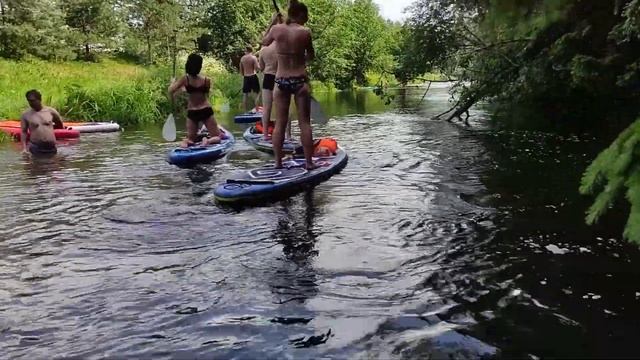 Река Оредеж. Заплыв на сапах.