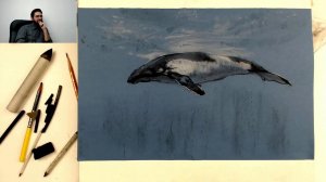 Онлайн-урок "Художник под водой" | Как нарисовать кита