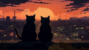 Sunset on the rooftop 🌇 Lofi cat • Lofi hiphop to Chill