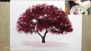 Как нарисовать ДЕРЕВО за 20 минут! Очень простая и необычная техника.