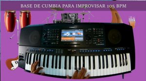 BASE DE CUMBIA PARA IMPROVISAR 105 BPM (Gm O Sol menor) TECLADOS YAMAHA SX600 700 900