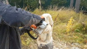 Резьба по дереву бензопилой/Карвинг бензопилой/Белка#chainsawcarving #diy