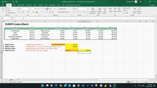 5 Must-Know Excel Formulas: SUM, INDEX, MATCH, SUMIF, SUMIFS