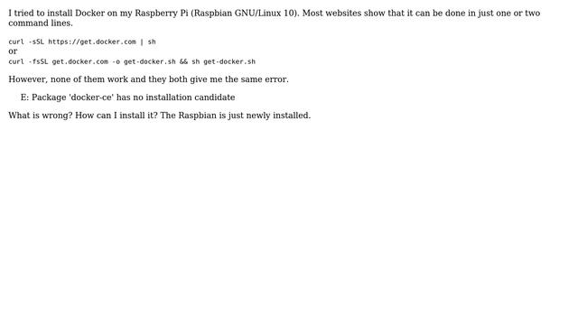 Docker on Raspberry Pi. 'docker-ce' has no installation candidate смотреть онлайн