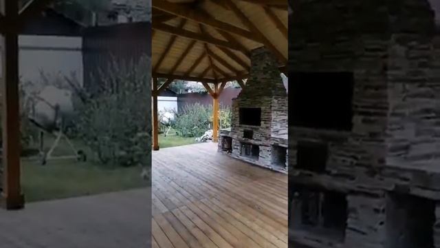 Беседка 6×5 с зоной барбекю?(пол лиственница, крыша мягкая черепица) смотреть онлайн