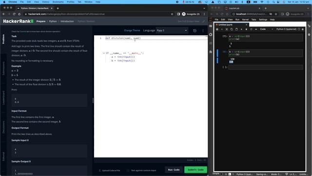4. Python Division: Hackerrank | Python | Solution