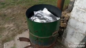 Копчение  в самодельной коптильне из 200 литровой бочки