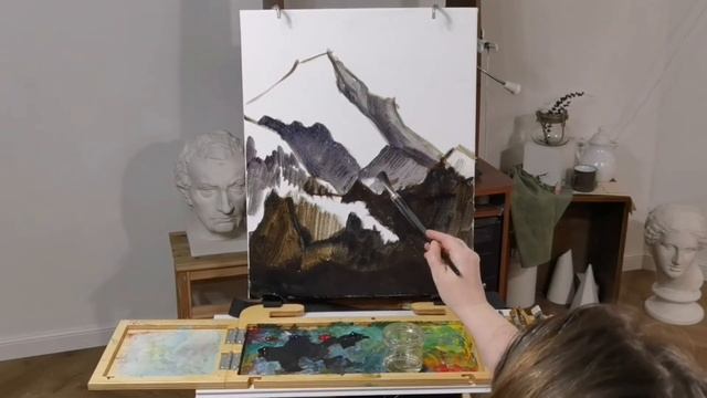 Мастер-класс рисование — пейзаж маслом Восход в горах. Художница Галина Удалова смотреть онлайн