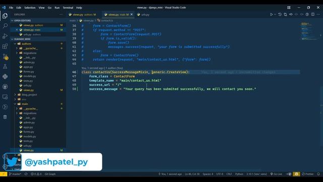 Messages in class based view | Django | Python