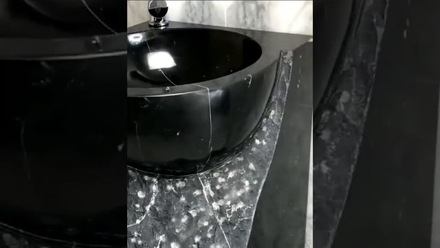 Natural marble NERO MARQUINA wash basin Pedestal sink polished finishing