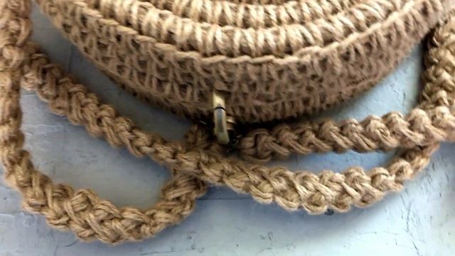 Классическая  КРУГЛАЯ СУМОЧКА из джута "Рондо" С ЗАСТЕЖКОЙ МОЛНИЯ !
