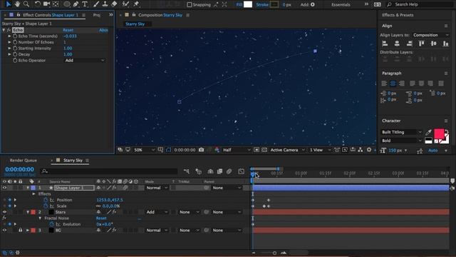 Night Sky + Shooting Star After Effects Tutorial - Fractal Noise + Echo - Augustus the Animator смотреть онлайн