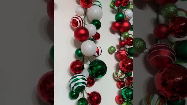 Raz 4' Green, Red, and White Mixed Ball Christmas Garland G4032704